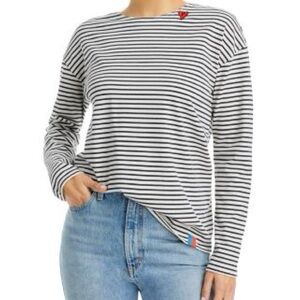 KULE The Boyfriend Navy and White Striped Shirt
